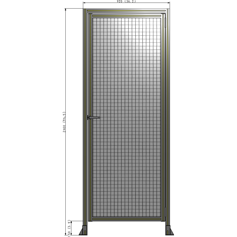 G2-2400-0920-0150-EYMTK DOOR WITH HEADER, HANDLE WITH INTERNAL EGRESS ON LEFT 2400MM X 920MM 1" MESH, AS A KIT
