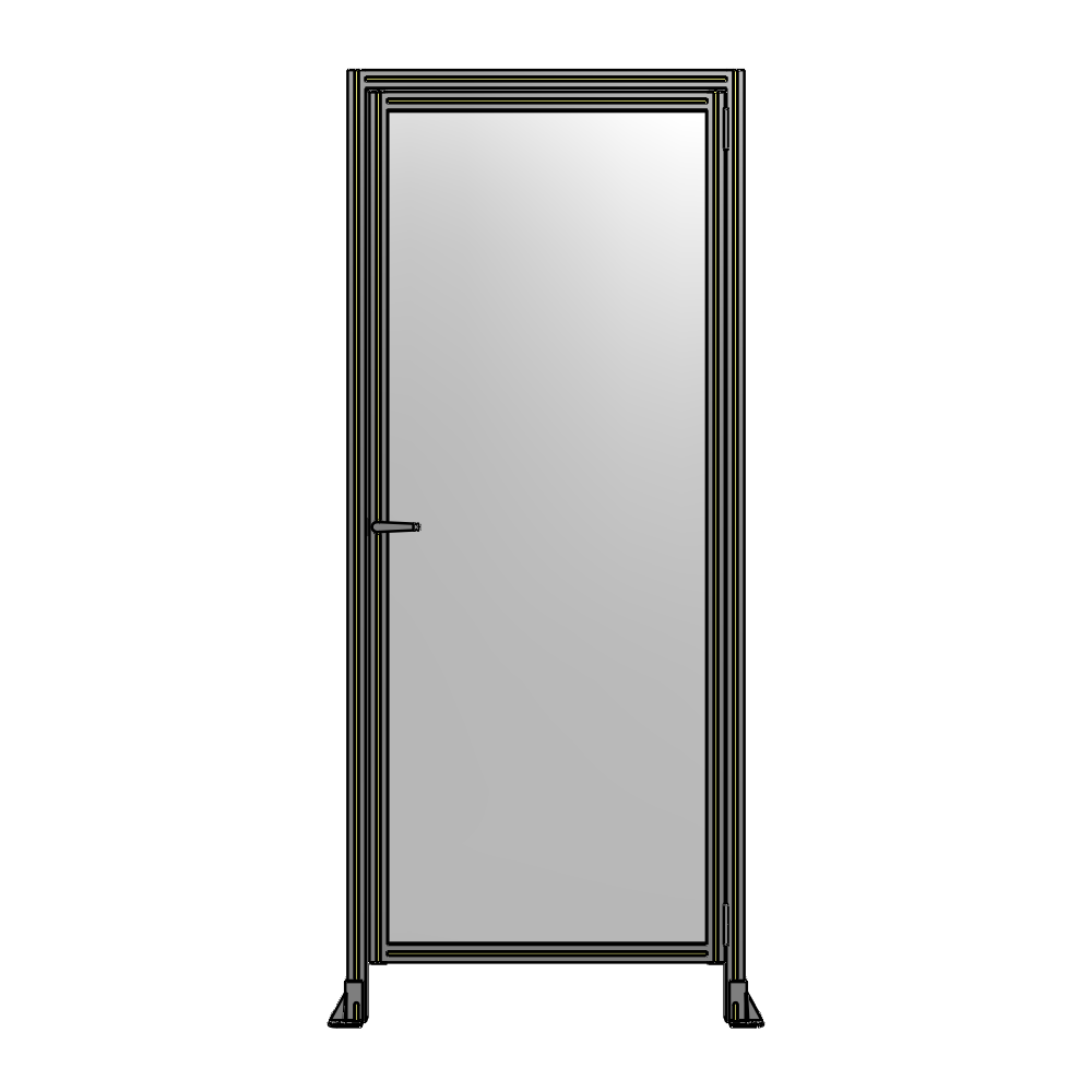 G2-2400-1000-0150-EYPTA DOOR WITH HEADER, HANDLE WITH INTERNAL EGRESS ON LEFT 2400MM X 1000MM 1/4" POLYCARBONATE, ASSEMBLED