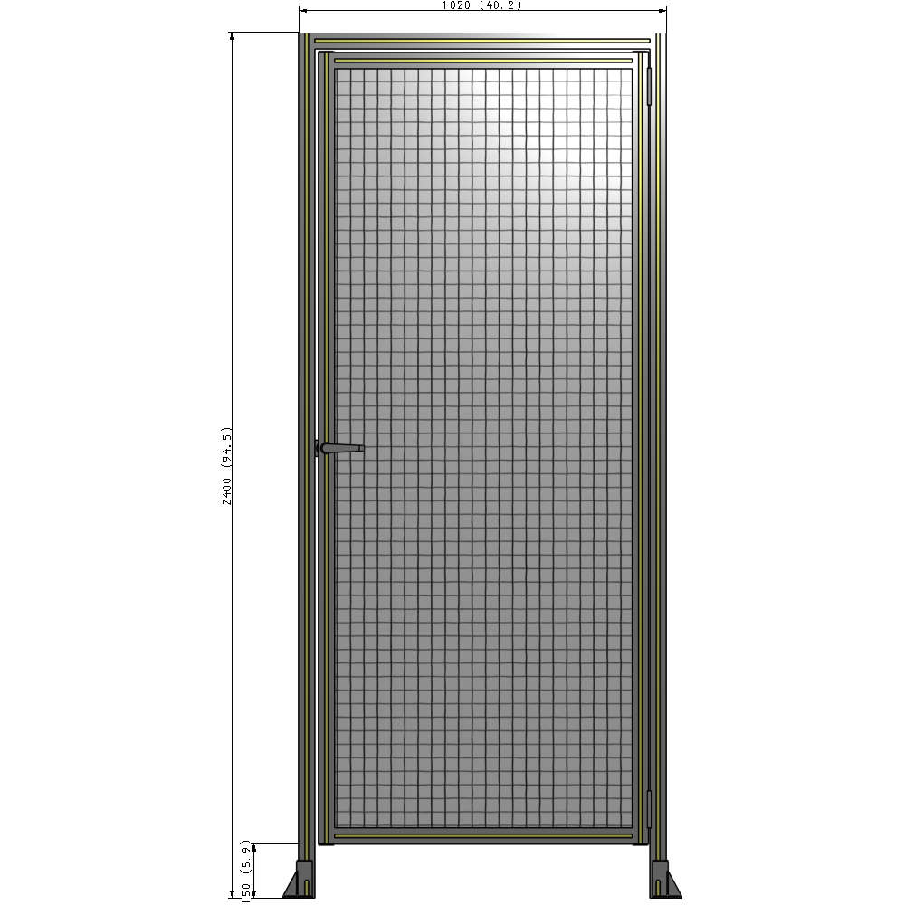 G2-2400-1020-0150-EYMTA DOOR WITH HEADER, HANDLE WITH INTERNAL EGRESS ON LEFT 2400MM X 1020MM 1" MESH, ASSEMBLED