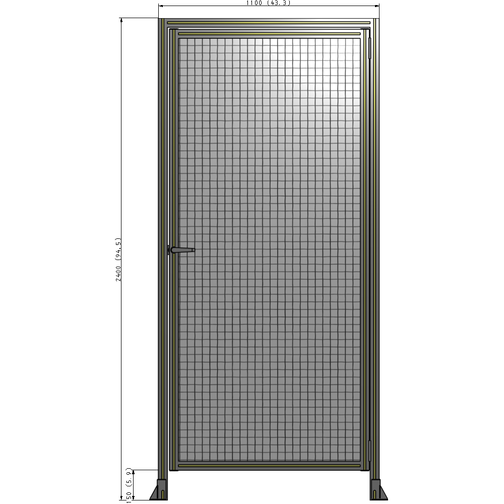 G2-2400-1100-0150-EYMTK DOOR WITH HEADER, HANDLE WITH INTERNAL EGRESS ON LEFT 2400MM X 1100MM 1" MESH, AS A KIT