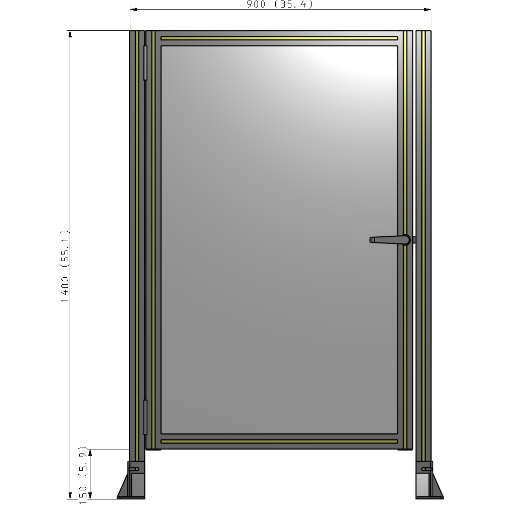 G5-1400-0900-0150-EYPTA DOOR-ROBUST FRAME, HANDLE/INTERNAL EGRESS ON RIGHT 1400MM X 900MM 1/4" POLYCARBONATE, ASSEMBLED