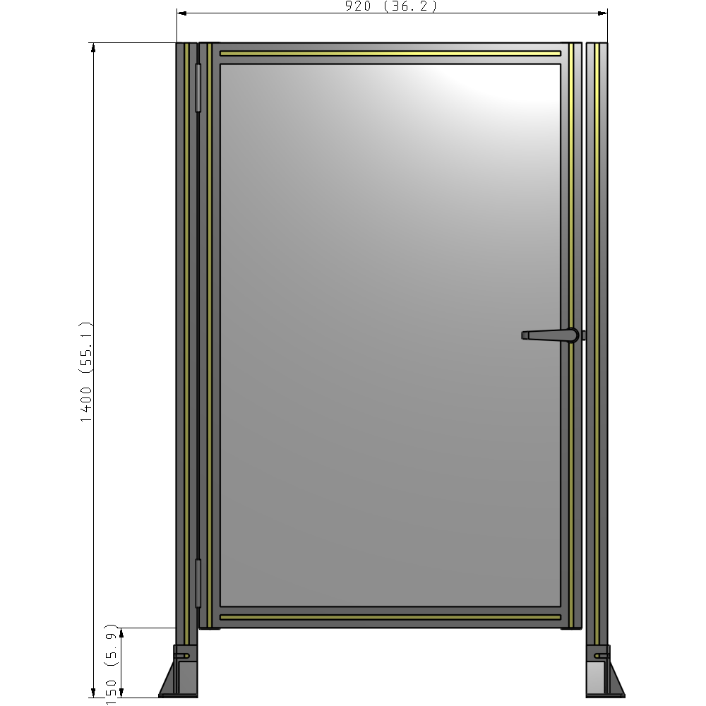 G5-1400-0920-0150-EYPTK DOOR-ROBUST FRAME, HANDLE/INTERNAL EGRESS ON RIGHT 1400MM X 920MM 1/4" POLYCARBONATE, AS A KIT