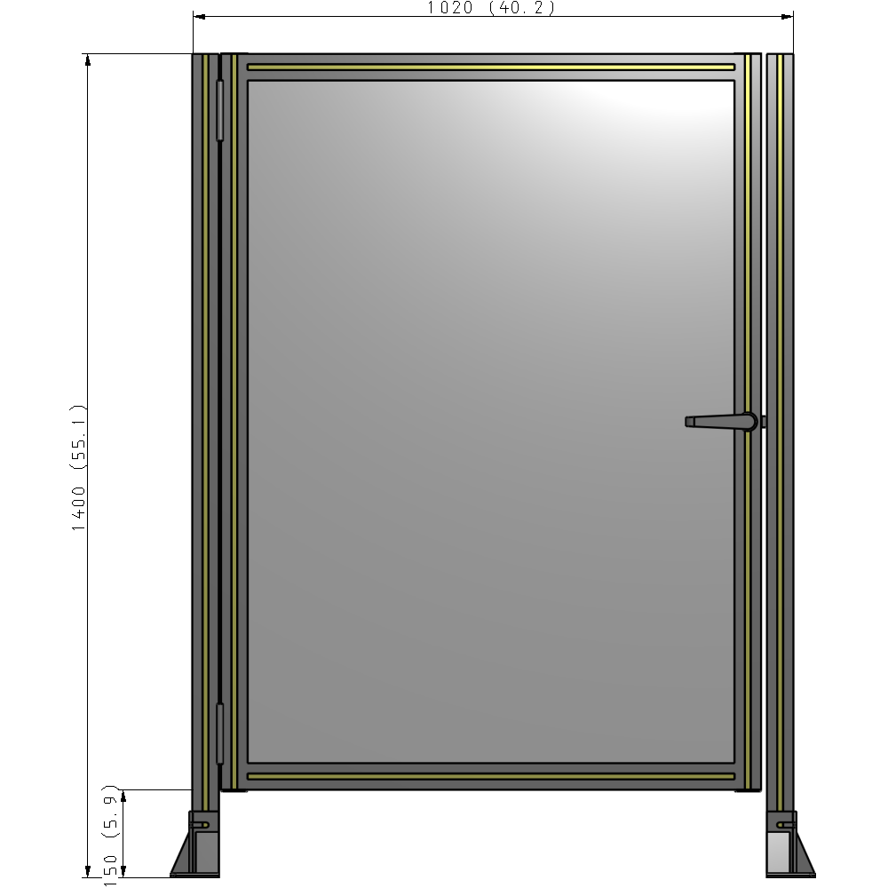 G5-1400-1020-0150-EYPTA DOOR-ROBUST FRAME, HANDLE/INTERNAL EGRESS ON RIGHT 1400MM X 1020MM 1/4" POLYCARBONATE, ASSEMBLED