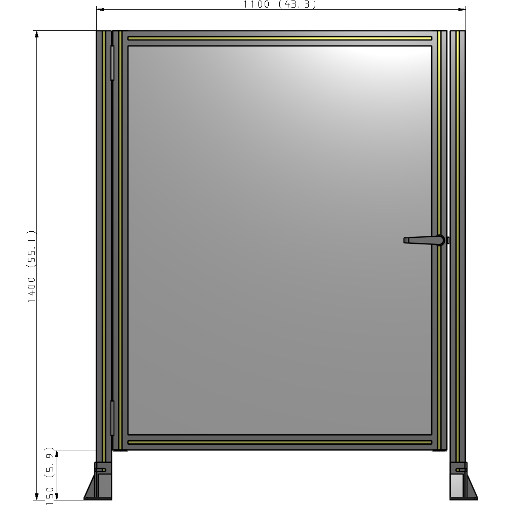 G5-1400-1100-0150-EYPTK DOOR-ROBUST FRAME, HANDLE/INTERNAL EGRESS ON RIGHT 1400MM X 1100MM 1/4" POLYCARBONATE, AS A KIT