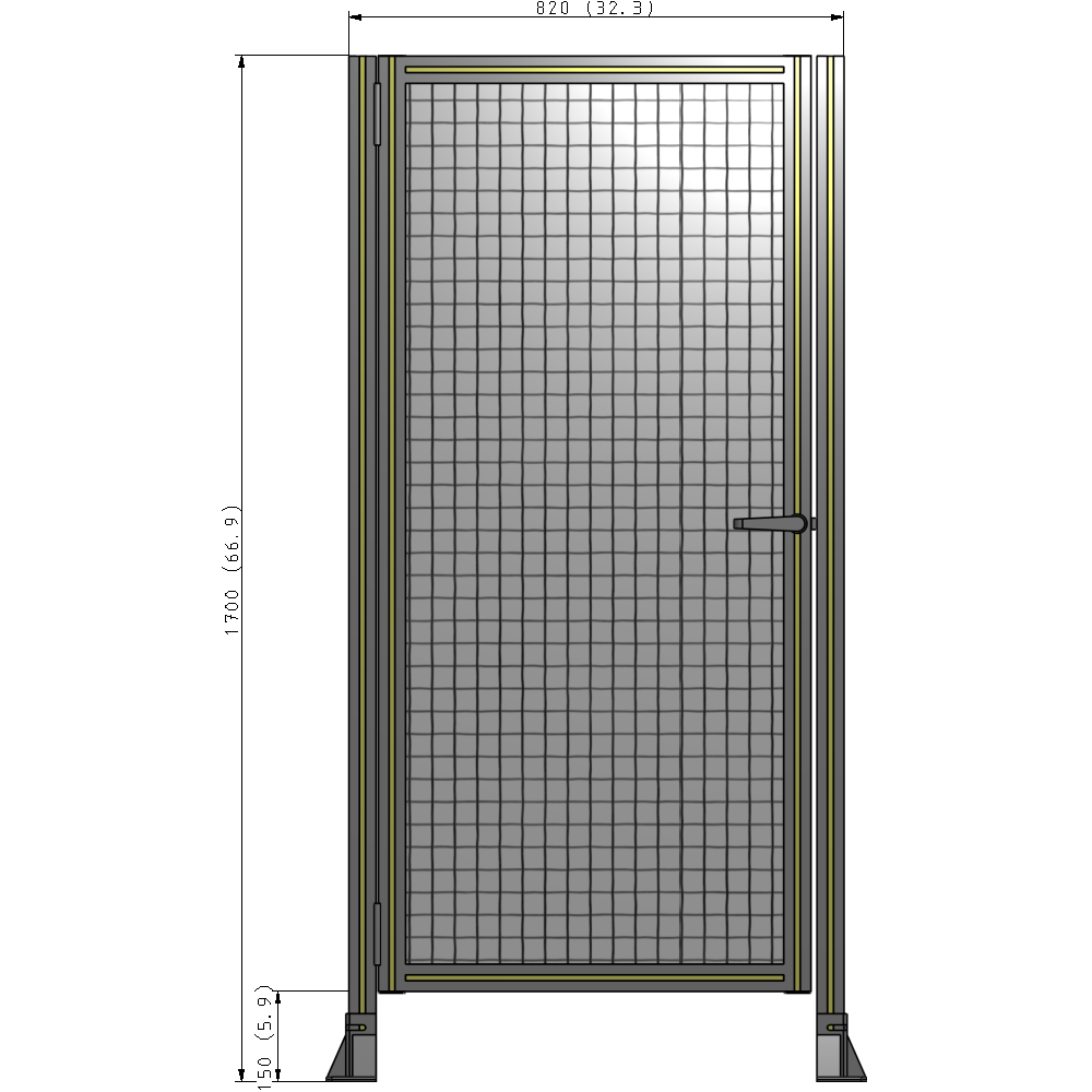 G5-1700-0820-0150-EYMTK DOOR-ROBUST FRAME, HANDLE/INTERNAL EGRESS ON RIGHT 1700MM X 820MM 1" MESH, FULLY ASSEMBLED