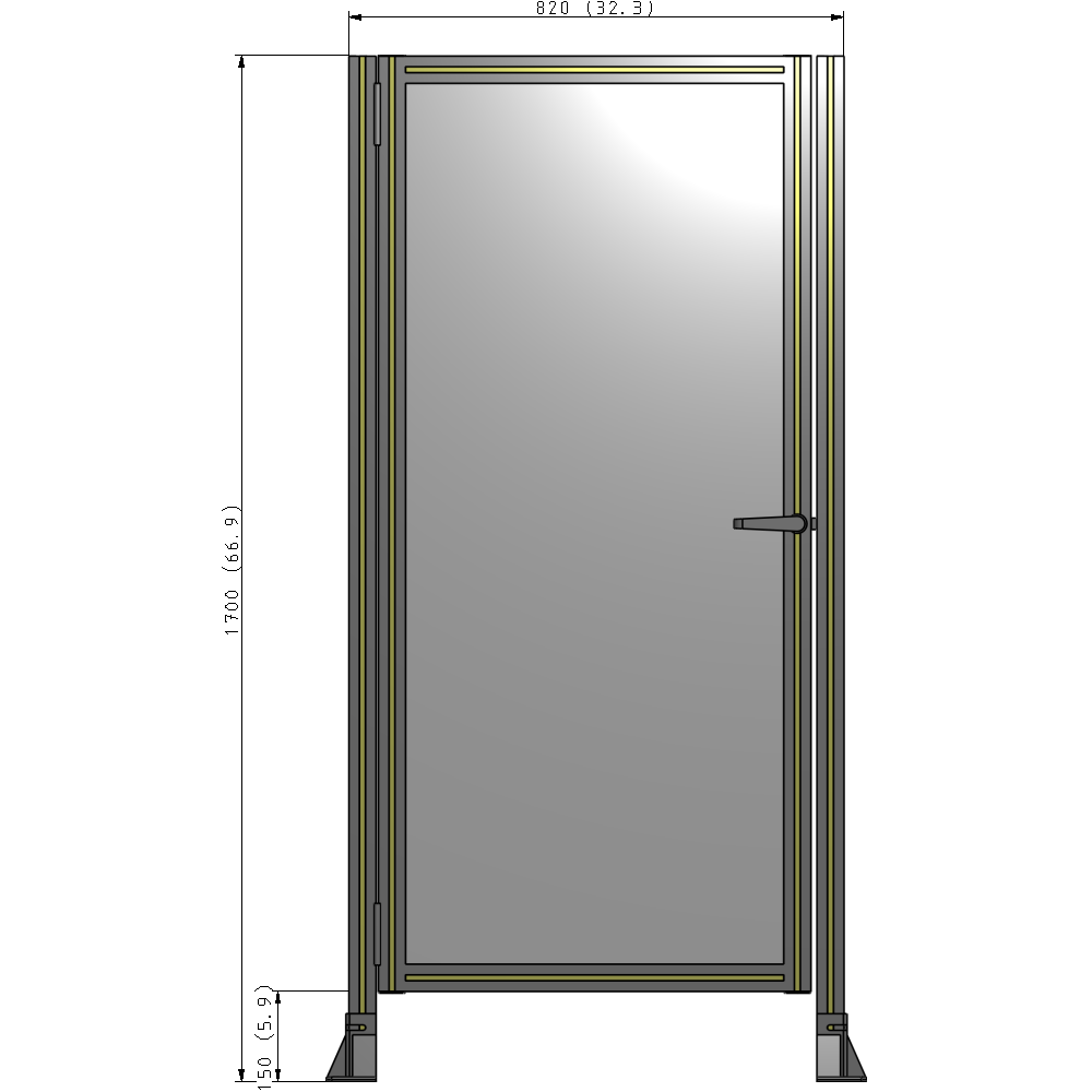 G5-1700-0820-0150-EYPTK DOOR-ROBUST FRAME, HANDLE/INTERNAL EGRESS ON RIGHT 1700MM X 820MM 1/4" POLYCARBONATE, ASSEMBLED