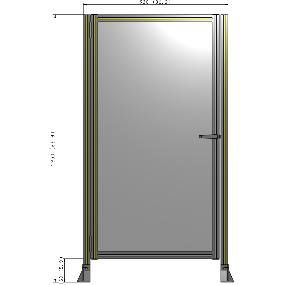 G5-1700-0920-0150-EYPTK DOOR-ROBUST FRAME, HANDLE/INTERNAL EGRESS ON RIGHT 1700MM X 920MM 1/4" POLYCARBONATE, AS A KIT