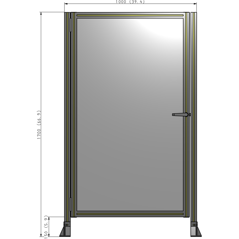G5-1700-1000-0150-EYPTK DOOR-ROBUST FRAME, HANDLE/INTERNAL EGRESS ON RIGHT 1700MM X 1000MM 1/4" POLYCARBONATE, AS A KIT