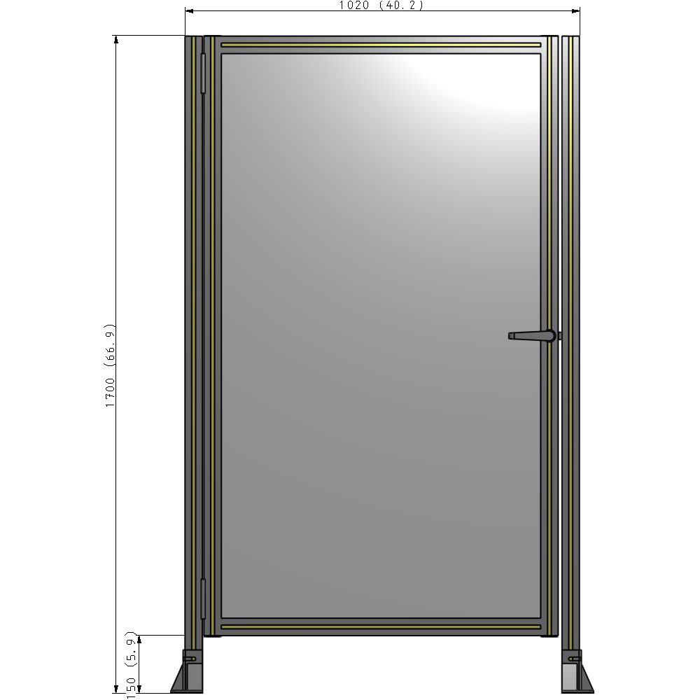 G5-1700-1020-0150-EYPTA DOOR-ROBUST FRAME, HANDLE/INTERNAL EGRESS ON RIGHT 1700MM X 1020MM 1/4" POLYCARBONATE, ASSEMBLED