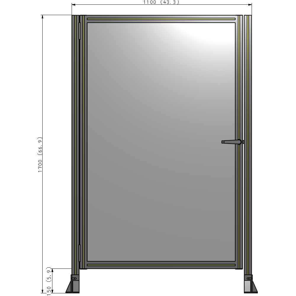 G5-1700-1100-0150-EYPTA DOOR-ROBUST FRAME, HANDLE/INTERNAL EGRESS ON RIGHT 1700MM X 1100MM 1/4" POLYCARBONATE, ASSEMBLED
