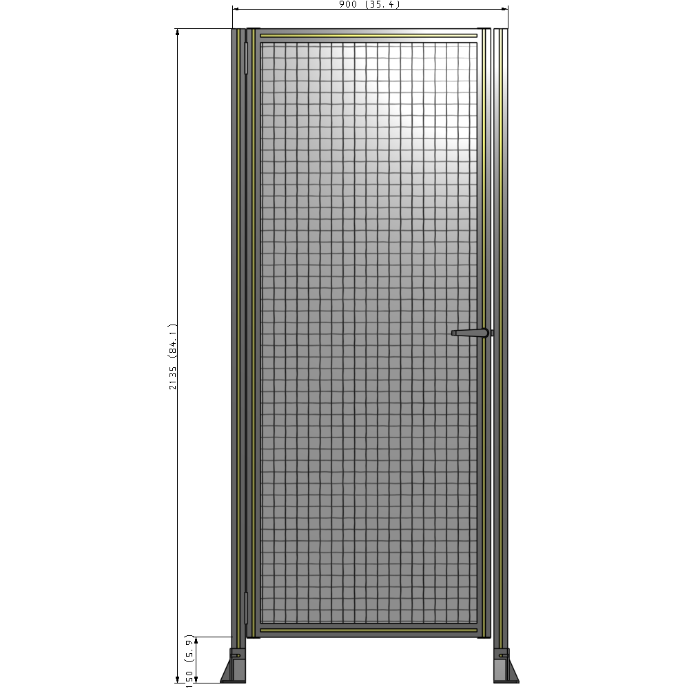 G5-2135-0900-0150-EYMTA DOOR-ROBUST FRAME, HANDLE/INTERNAL EGRESS ON RIGHT 2135MM X 900MM 1" MESH, FULLY ASSEMBLED
