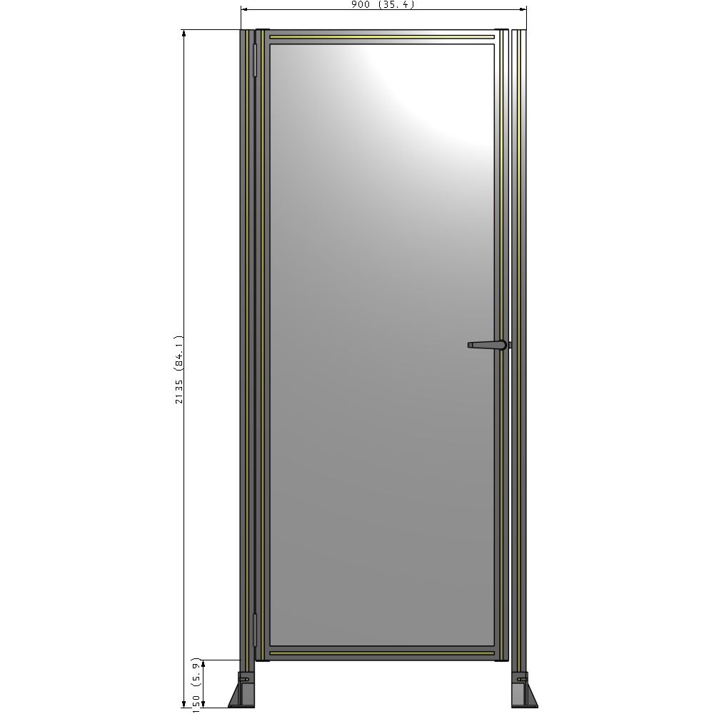 G5-2135-0900-0150-EYPTK DOOR-ROBUST FRAME, HANDLE/INTERNAL EGRESS ON RIGHT 2135MM X 900MM 1/4" POLYCARBONATE, AS A KIT