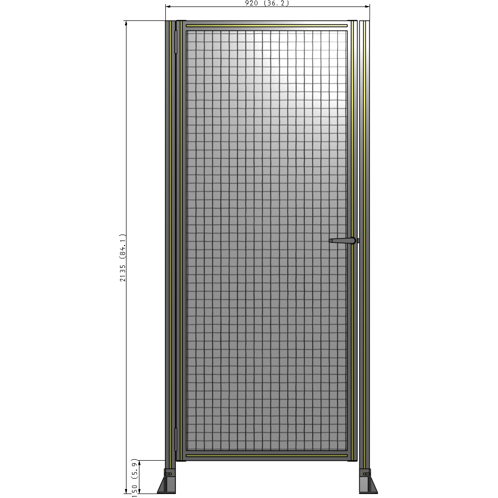 G5-2135-0920-0150-EYMTA DOOR-ROBUST FRAME, HANDLE/INTERNAL EGRESS ON RIGHT 2135MM X 920MM 1" MESH, FULLY ASSEMBLED
