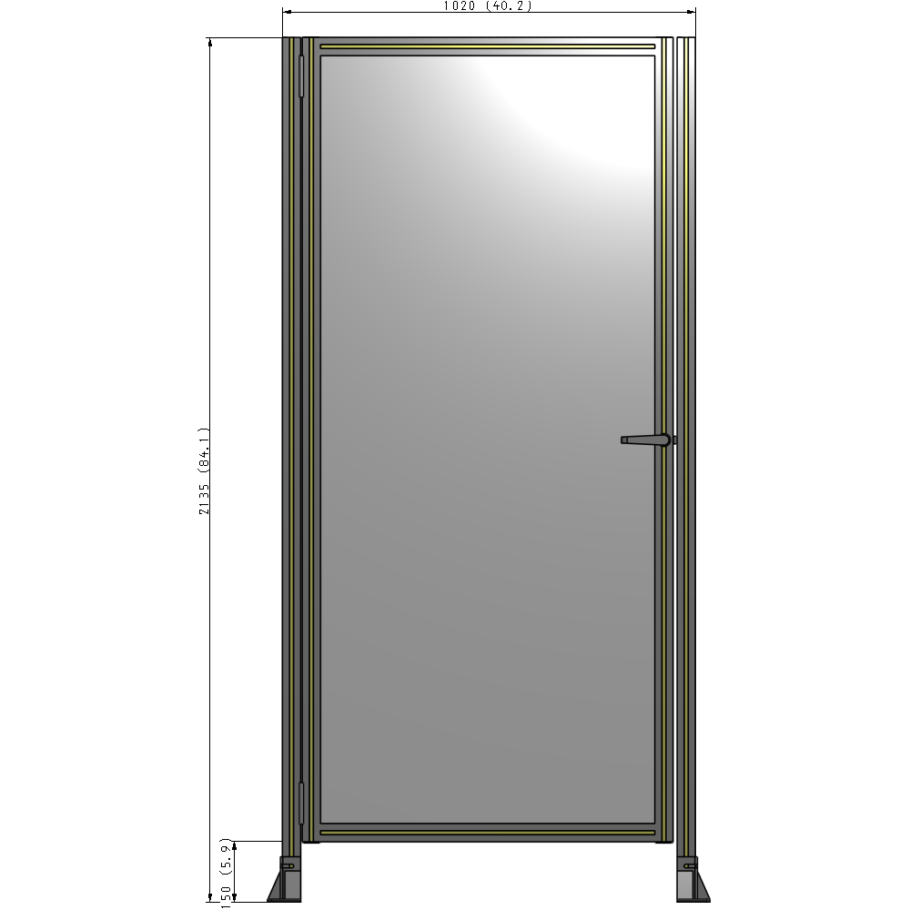 G5-2135-1020-0150-EYPTK DOOR-ROBUST FRAME, HANDLE/INTERNAL EGRESS ON RIGHT 2135MM X 1020MM 1/4" POLYCARBONATE, AS A KIT