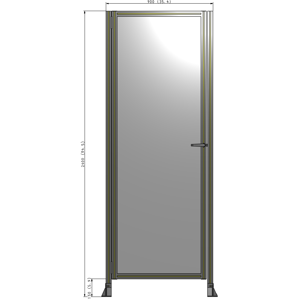 G5-2400-0900-0150-EYPTK DOOR-ROBUST FRAME, HANDLE/INTERNAL EGRESS ON RIGHT 2135MM X 900MM 1/4" POLYCARBONATE, AS A KIT