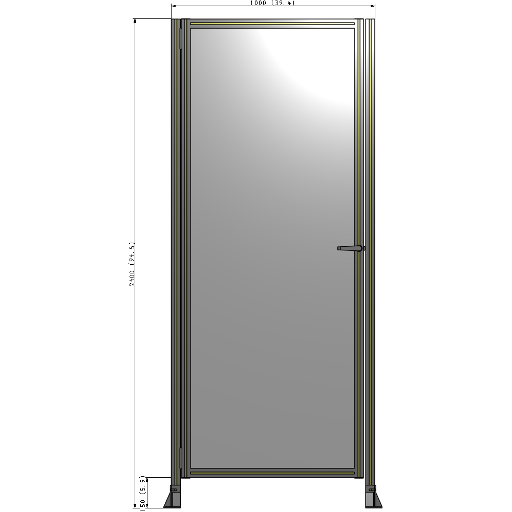 G5-2400-1000-0150-EYPTK DOOR-ROBUST FRAME, HANDLE/INTERNAL EGRESS ON RIGHT 2135MM X 1000MM 1/4" POLYCARBONATE, AS A KIT