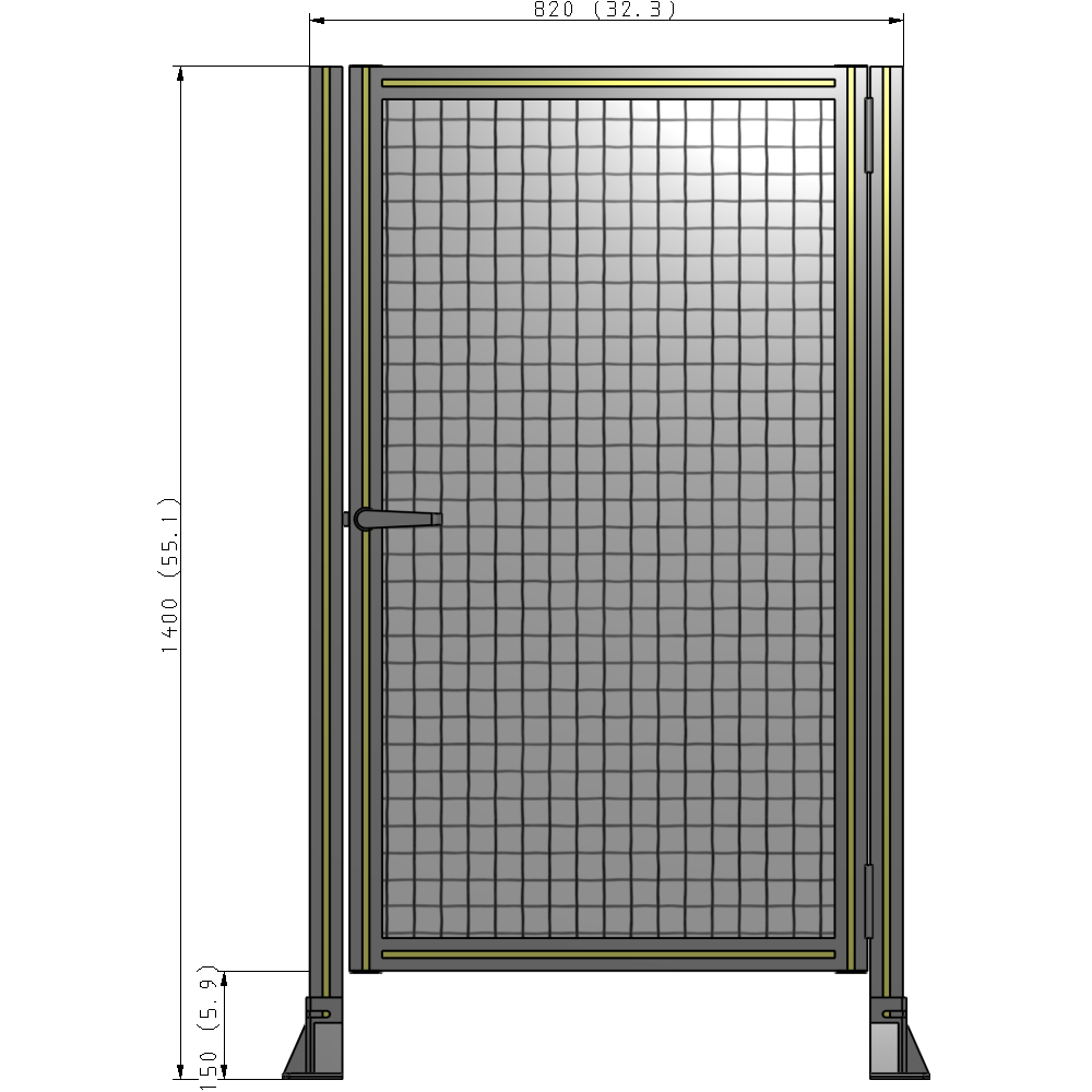G6-1400-0820-0150-EYMTA DOOR-ROBUST FRAME, HANDLE/INTERNAL EGRESS ON LEFT 1400MM X 820MM 1" MESH, FULLY ASSEMBLED