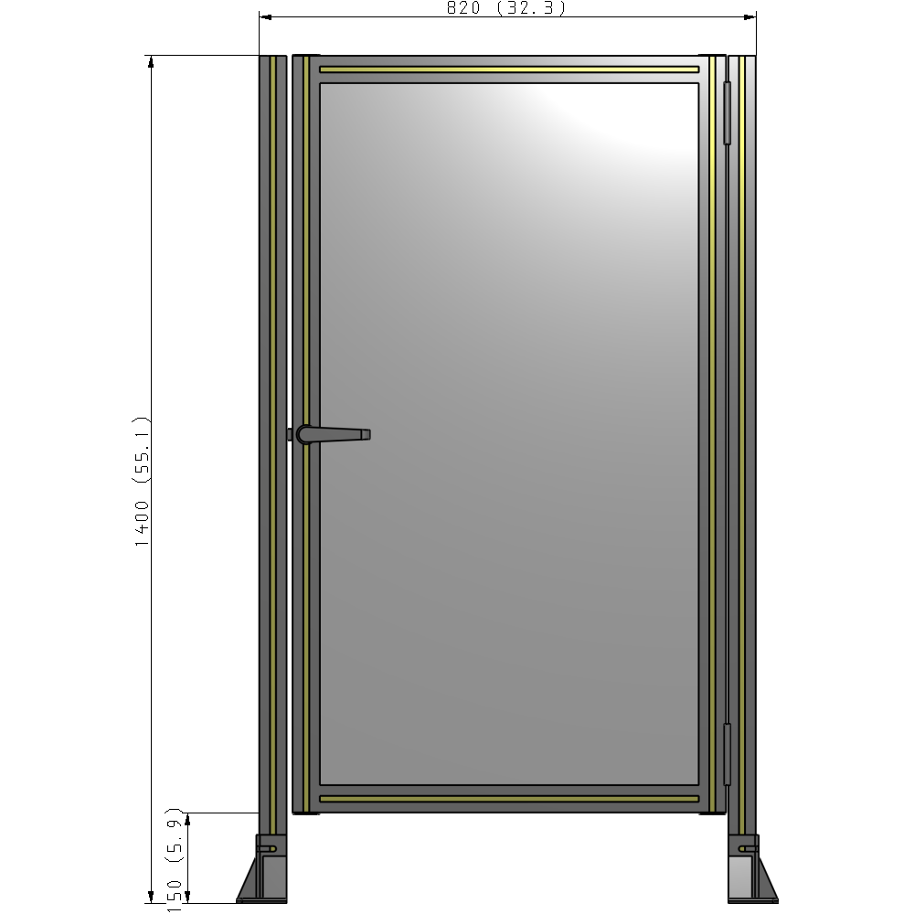 G6-1400-0820-0150-EYPTK DOOR-ROBUST FRAME, HANDLE/INTERNAL EGRESS ON LEFT 1400MM X 820MM 1/4" POLYCARBONATE, AS A KIT