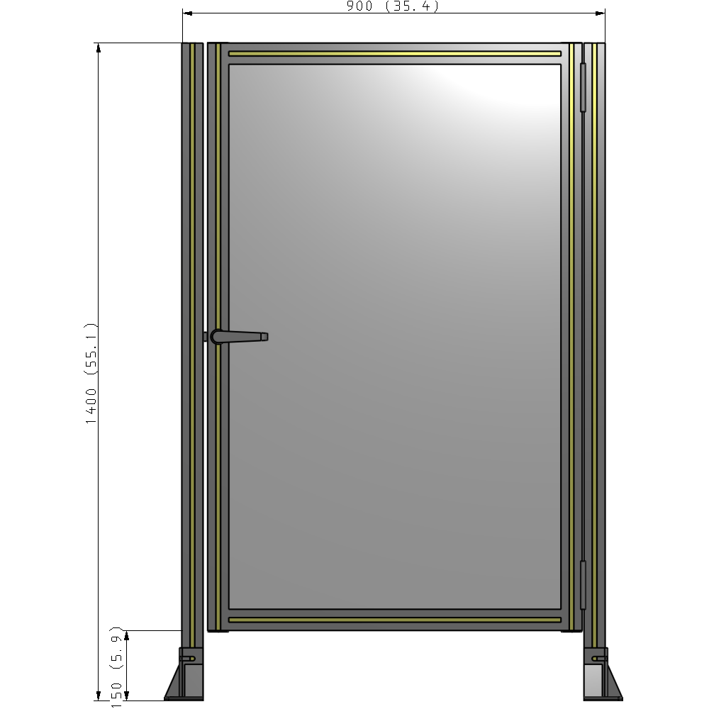 G6-1400-0900-0150-EYPTK DOOR-ROBUST FRAME, HANDLE/INTERNAL EGRESS ON LEFT 1400MM X 900MM 1/4" POLYCARBONATE, AS A KIT