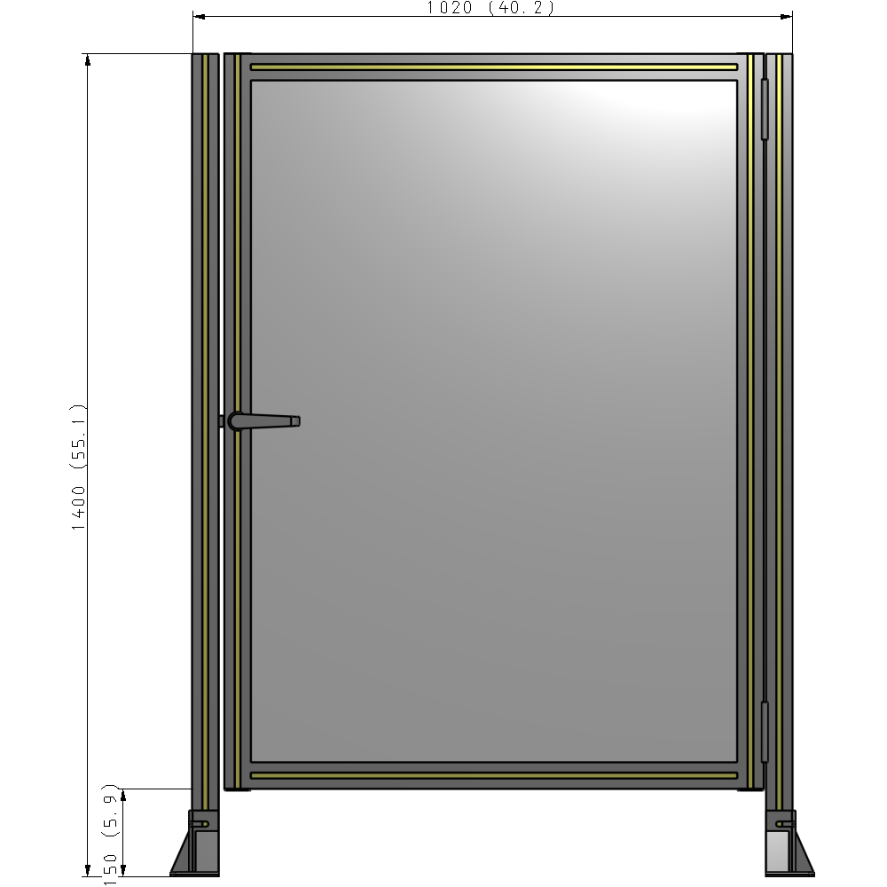G6-1400-1020-0150-EYPTK DOOR-ROBUST FRAME, HANDLE/INTERNAL EGRESS ON LEFT 1400MM X 1020MM 1/4" POLYCARBONATE, AS A KIT