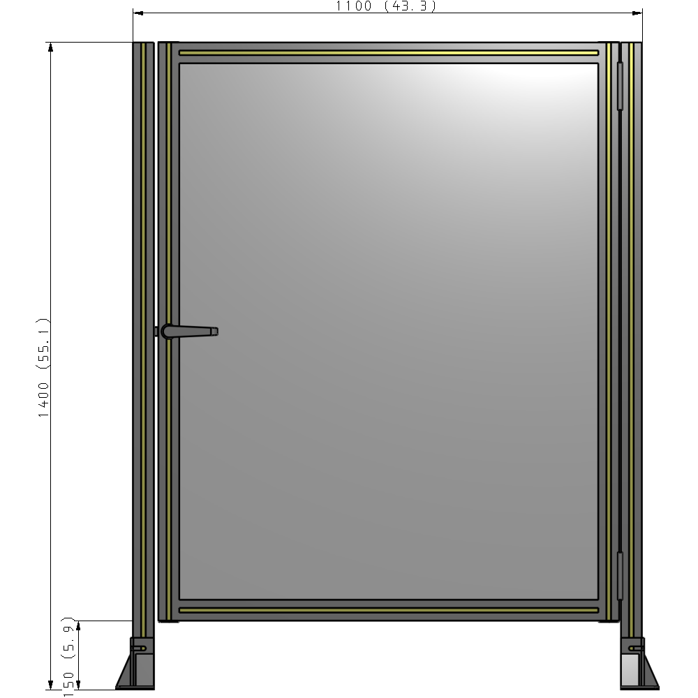 G6-1400-1100-0150-EYPTA DOOR-ROBUST FRAME, HANDLE/INTERNAL EGRESS ON LEFT 1400MM X 1100MM 1/4" POLYCARBONATE, ASSEMBLED