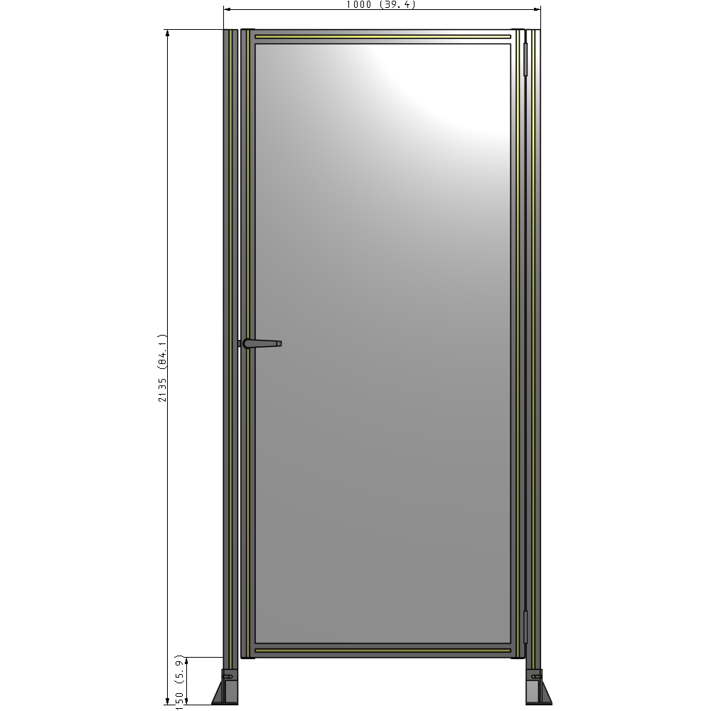 G6-2135-1000-0150-EYPTK DOOR-ROBUST FRAME, HANDLE/INTERNAL EGRESS ON LEFT 2135MM X 1000MM 1/4" POLYCARBONATE, AS A KIT
