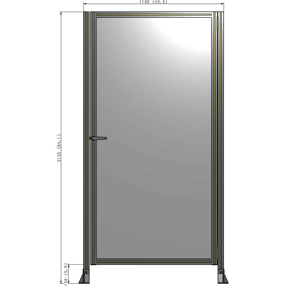 G6-2135-1100-0150-EYPTK DOOR-ROBUST FRAME, HANDLE/INTERNAL EGRESS ON LEFT 2135MM X 1100MM 1/4" POLYCARBONATE, AS A KIT