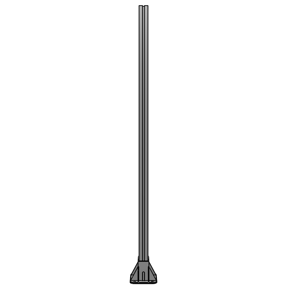 K2-1400-ZFA VERTICAL POST-4 SIDED FOOT, YELLOW INSERT, NO END CAP 45 MM X 90 MM X 1400 MM TALL, FULLY ASSEMBLED