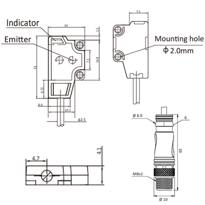 OS4-EDN6-0.3-Q8.3 ELCO PHOTOELECT SENSOR, OS4-SERIES, FRONT-OPPOSED, RECEIVER, RED BEAM, OR:1 M, NPN, DO, 10TO30VDC, -10TO55 DEG C, SW FRQ:800HZ, 0.3 M CABLE+M8 3-PIN