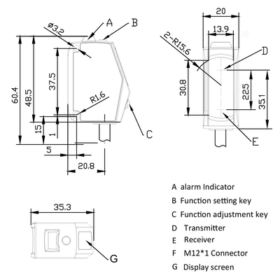 OSM40-KL160CBLIU6Q12.1 ELCO DISTANCE SENSOR(TRI), OSM40-SERIES, RED LASER, OR:60-160MM, RES: 0.01MM, NPN/PNP, ANALOG 4-20 MA/0-5VDC/0-10VDC, 10-30VDC,  M12 5-PIN