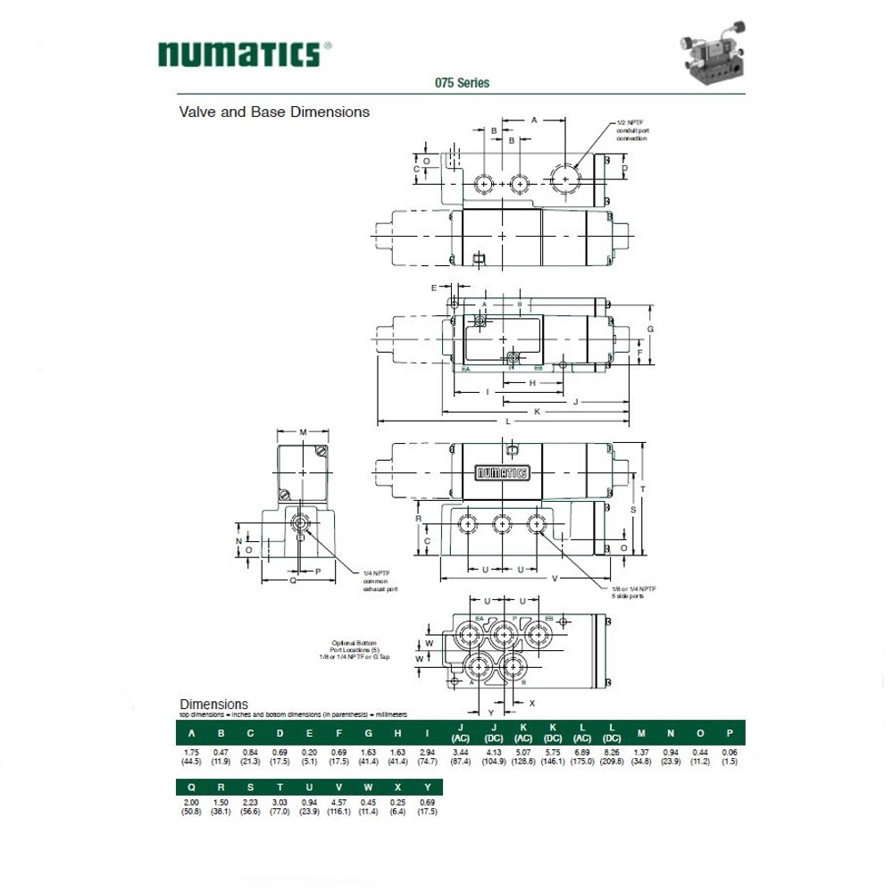 072SS43DK000030 NUMATICS/AVENTICS SOLENOID VALVE/BASE 075 SERIES 4/2 DETENT 120VAC 1/4" NPT, SC