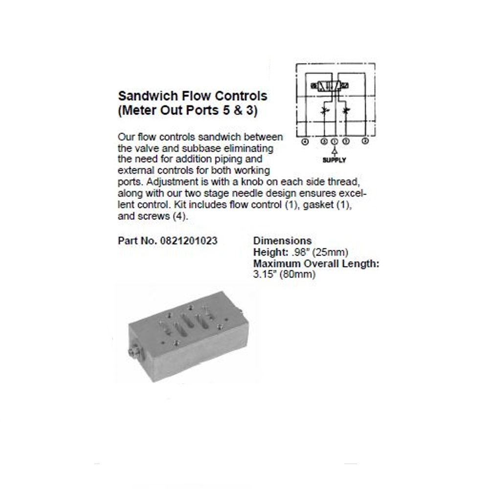 0821201023 NUMATICS/AVENTICS SANDWICH SPEED CONTROL ISO1 5599/1
