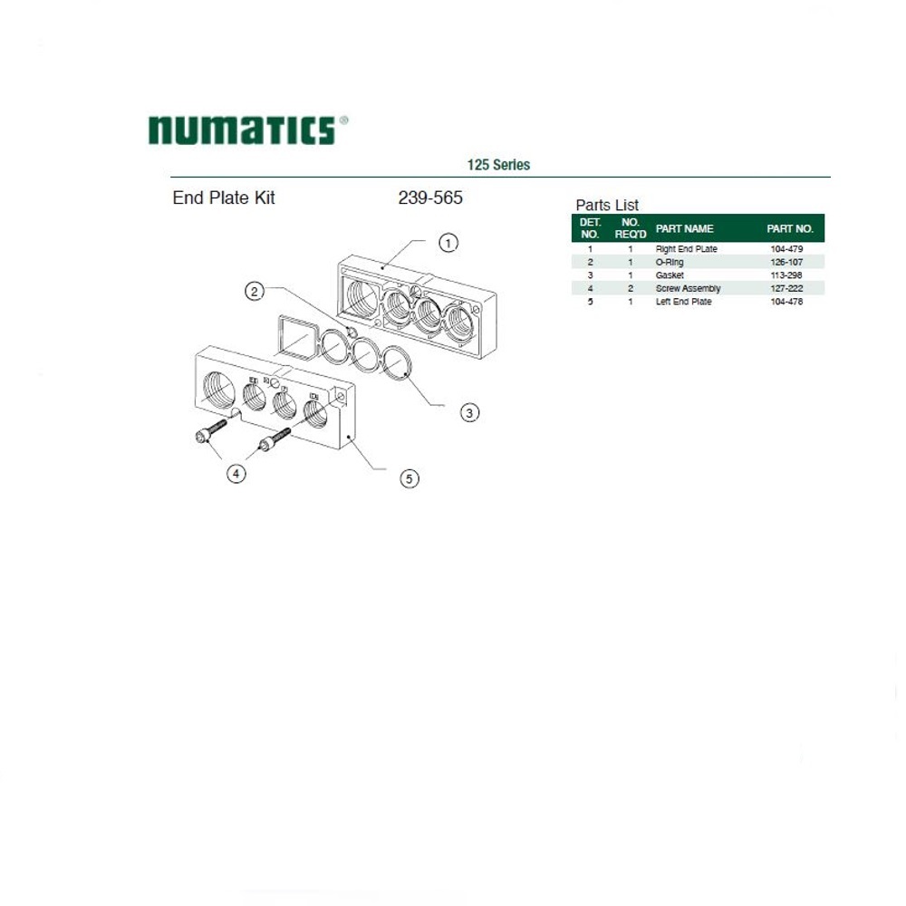 239-565 NUMATICS/AVENTICS END PLATE KIT 125 SERIES 3/4" NPT