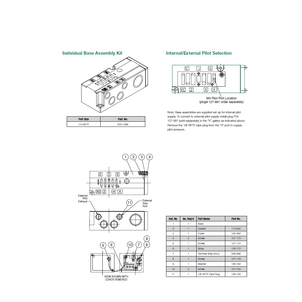 203-1266 NUMATICS/AVENTICS VALVE BASE 2005 SERIES 1/4" NPT SIDE PORTS (3A/3C)