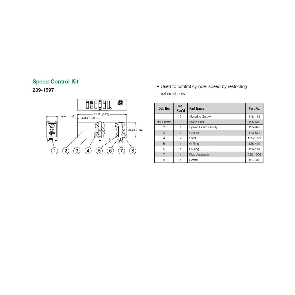 239-1597 NUMATICS/AVENTICS SANDWICH SPEED CONTROL 2005 SERIES W/PLUG