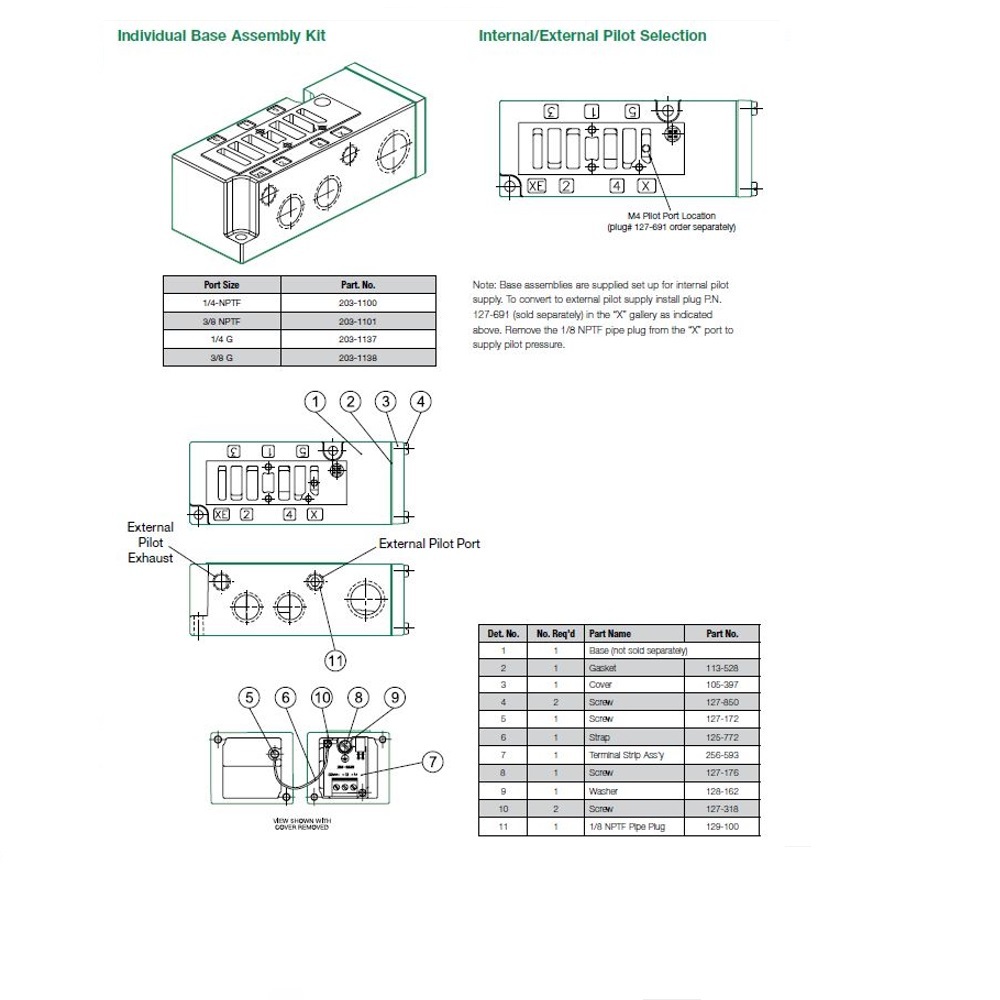 203-1179 NUMATICS/AVENTICS VALVE BASE 2012 SERIES 3/8" NPT SIDE PORTS (3A/3C) W/56Y OPT
