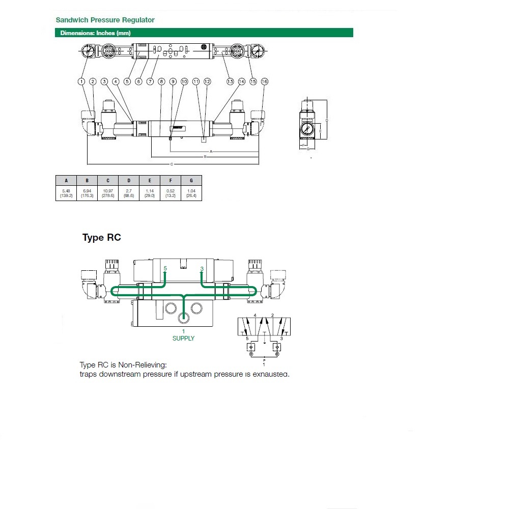 122RC100J000000 NUMATICS/AVENTICS SANDWICH REGULATOR 2012 SERIES DUAL PR/NRC 10-130PSI