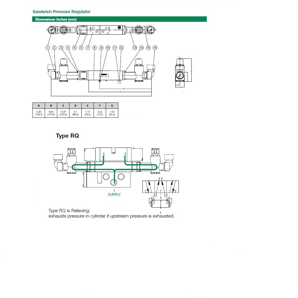 122RQ100J000000 NUMATICS/AVENTICS SANDWICH REGULATOR 2012 SERIES DUAL PR/RC 10-130PSI