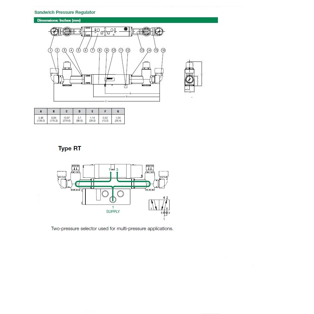 122RT100J000000 NUMATICS/AVENTICS SANDWICH REGULATOR 2012 SERIES 2 PR SEL 10-130PSI