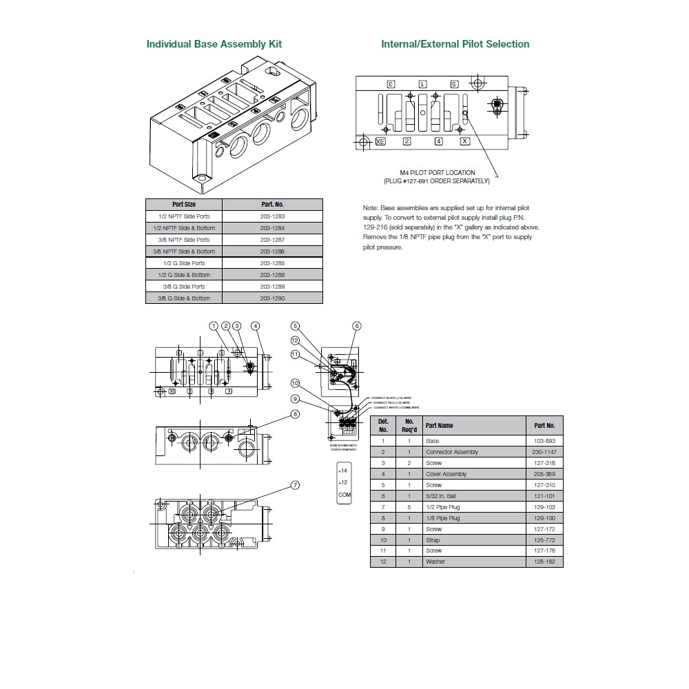 203-1283 NUMATICS/AVENTICS VALVE BASE 2035 SERIES 1/2" NPT SIDE PORTS (3A/3C)