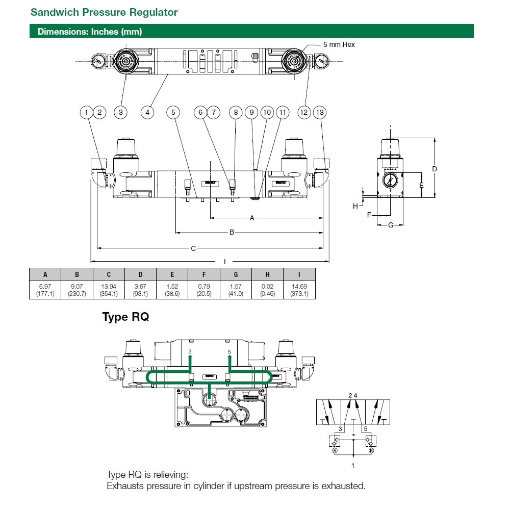 353RQ400J000000 NUMATICS/AVENTICS SANDWICH REGULATOR 2035 SERIES DUAL PR/RC 10-130PSI