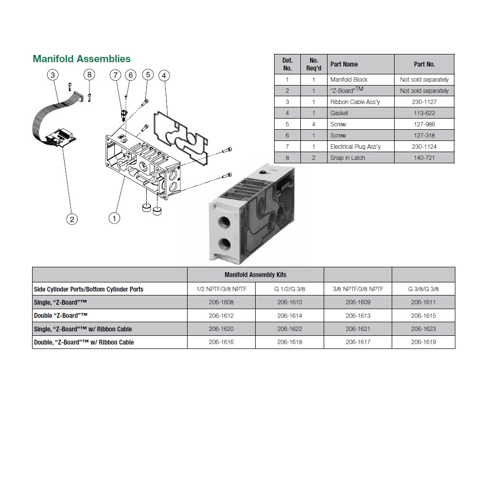 206-1616 NUMATICS/AVENTICS MANIFOLD BLOCK 2035 SERIES 1/2" NPT S/B PORTS DZB W/RC (R2)