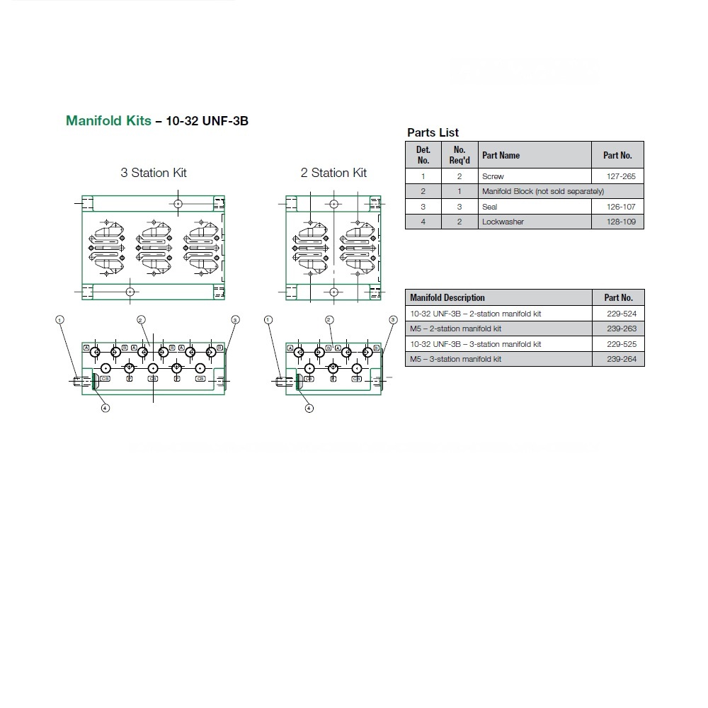 229-524 NUMATICS/AVENTICS MANIFOLD MK3 SERIES 2 STA 10/32" UNF