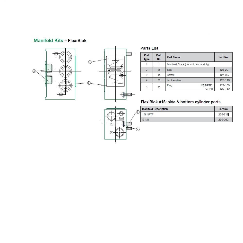 229-718 NUMATICS/AVENTICS MANIFOLD BLOCK MK3 SERIES 1/8" NPT S/B PORTS (15)