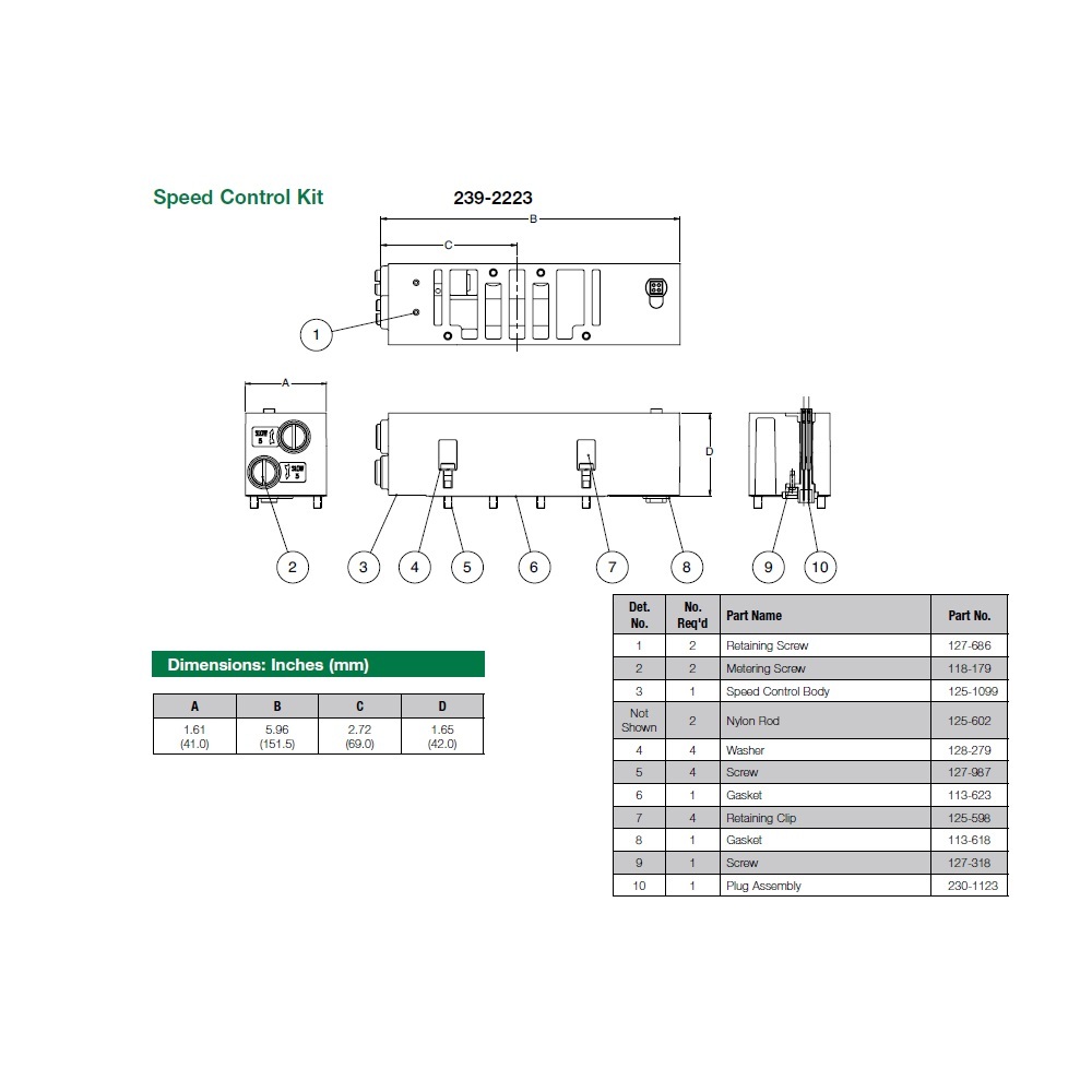 239-2223 NUMATICS/AVENTICS SANDWICH SPEED CONTROL 2035 SERIES W/PLUG