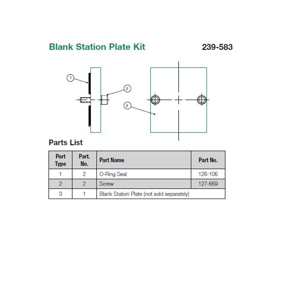 239-583 NUMATICS/AVENTICS BLANK PLATE L01 SERIES