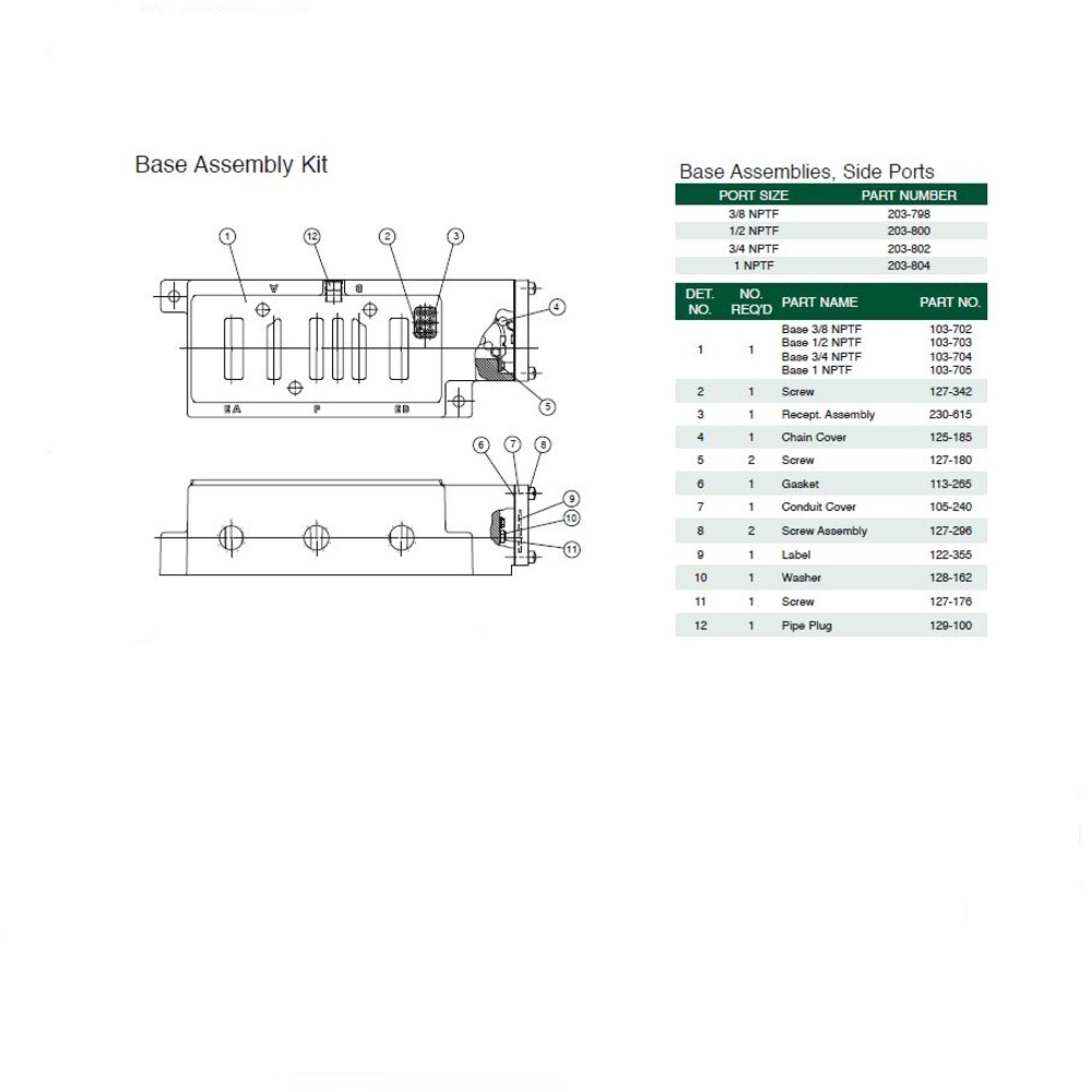 203-804 NUMATICS/AVENTICS VALVE BASE 250 SERIES 1" NPT SIDE PORTS (3A/3C)