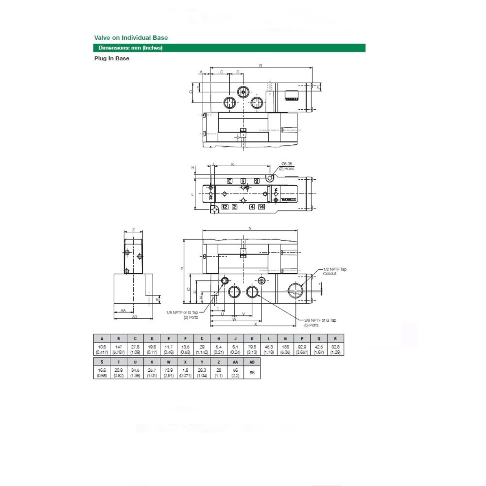 8503AA3A3MA0020 NUMATICS/AVENTICS VALVE BASE 503 SERIES 3/8" NPT SIDE PORTS (3A)