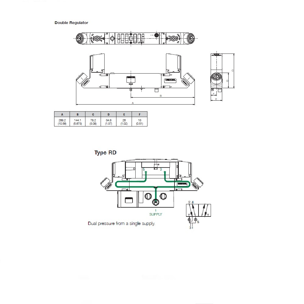 R503ARD110A0030 NUMATICS/AVENTICS SANDWICH REGULATOR 503 SERIES DUAL PR 10-130PSI (ISO 15407-1)