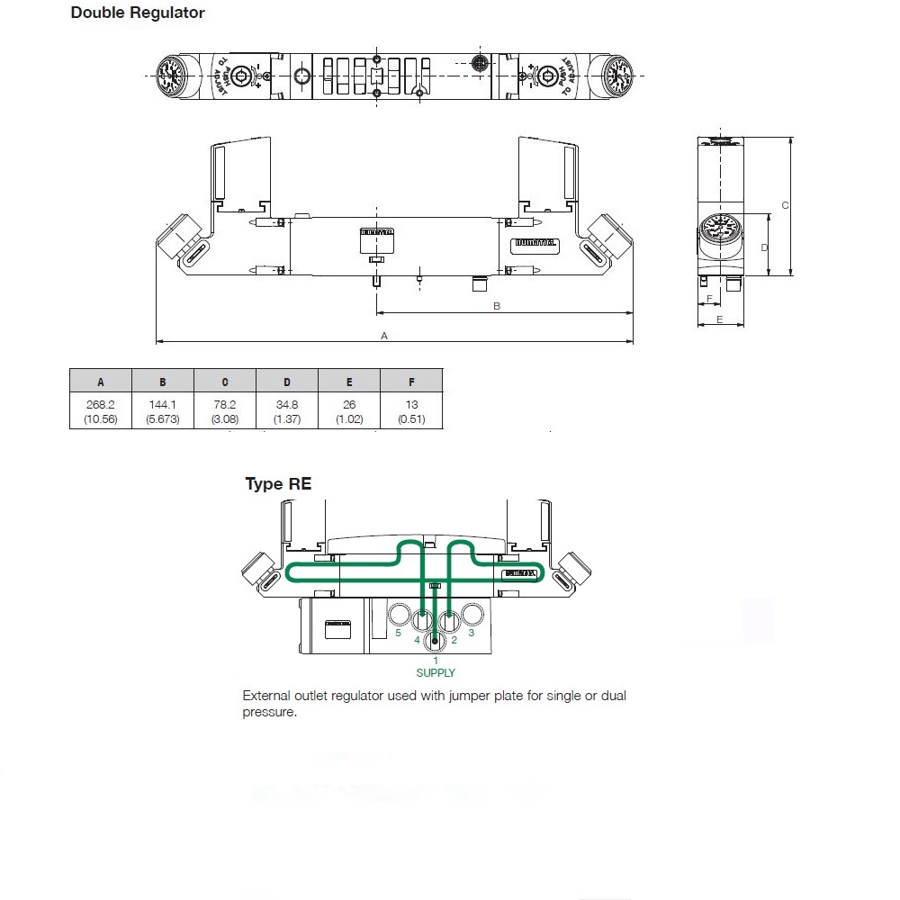 R503ARE12JA0020 NUMATICS/AVENTICS SANDWICH REGULATOR 503 SERIES DUAL PR 4 & 2, 0.7-9BAR  (ISO 15407-2)